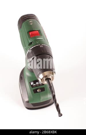 Cordless drill driver isolated on the bright background Stock Photo