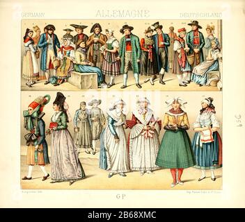Fashion, clothes in Germany, costumes from Westphalia about 19th ...