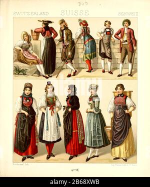 19th century Swiss Costume from Zug and Guggisberg Stock Photo ...