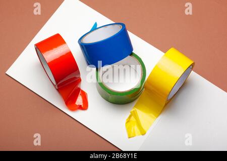 Rolls of insulation adhesive tape multicolored isolating tape Stock Photo