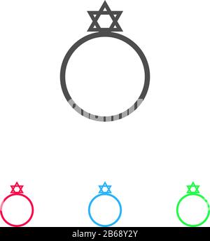 Ring David star icon flat. Color pictogram on white background. Vector illustration symbol and bonus icons Stock Vector