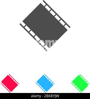 Film reel icon flat. Color pictogram on white background. Vector illustration symbol and bonus icons Stock Vector