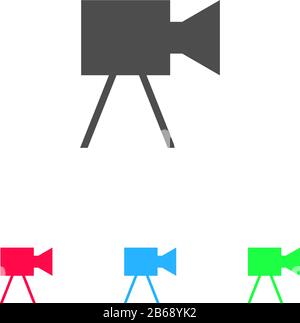 Movie camera icon flat. Color pictogram on white background. Vector illustration symbol and bonus icons Stock Vector