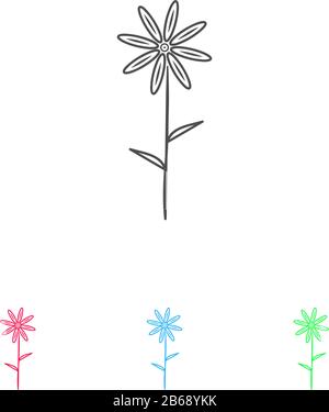 Color flower pictogram, flat daisy flowers design. Damask style graphic ...