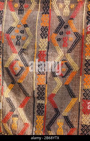 ISTANBUL, TURKEY - SEPTEMBER 10, 2017: National Turkish Pattern on Tablecloth Fabrics Stock Photo