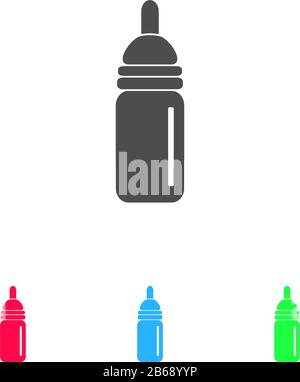 Nipple bottle icon flat. Color pictogram on white background. Vector illustration symbol and bonus icons Stock Vector