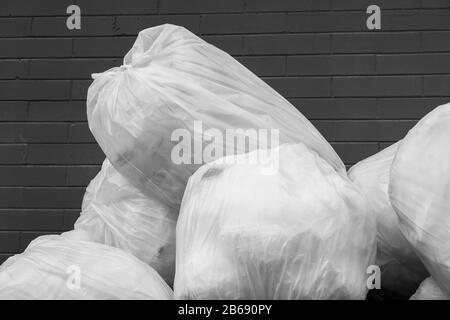 Pile of plastic bags for recycling Stock Photo