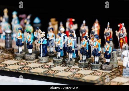 Retro Souvenir Chess game for sale at the Grand Bazaar market in Istanbul Stock Photo