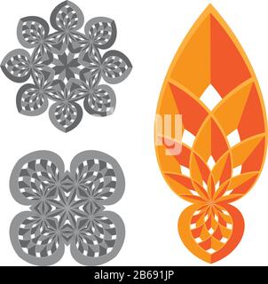 Optical illusion abstract flower element for creative design Stock Vector