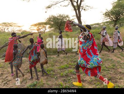 Larim tribe bride during a forced marriage ceremony, Boya Mountains, Imatong, South Sudan Stock Photo