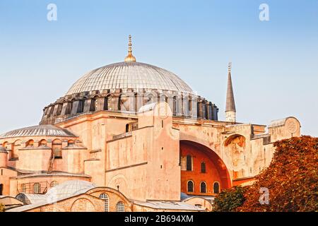 hagia sophia mosque and historical church at day, closeup in istanbul turkey Stock Photo