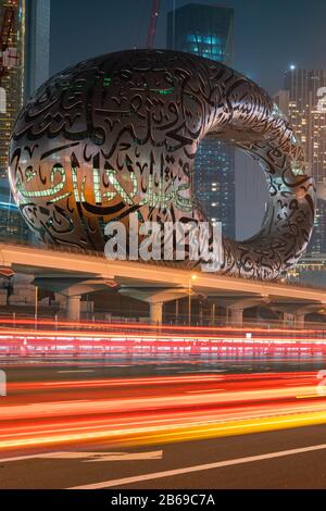 The Museum of the Future dedicated to science and innovation, next iconic building of Dubai. Stock Photo