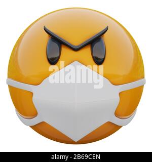 Download 3d Render Of Very Angry Yellow Emoji Face In Medical Mask Protecting From Coronavirus 2019 Ncov Mers Ncov Sars Bird Flu And Other Viruses Germs An Stock Photo Alamy PSD Mockup Templates