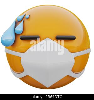 Download 3d Render Of Stressed Out And Nervous Yellow Emoji Face In Medical Mask Protecting From Coronavirus 2019 Ncov Mers Ncov Sars Bird Flu And Other Vir Stock Photo Alamy PSD Mockup Templates