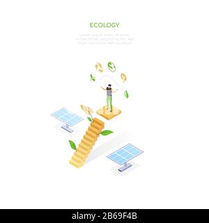 Ecology - modern colorful isometric vector web banner Stock Vector