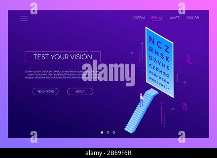 Test your vision - isometric vector web banner Stock Vector