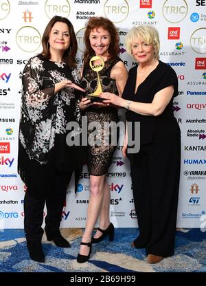 Ruth Jones, Melanie Walters and Alison Steadman (left to right)from Gavin and Stacey, with the Entertainment Programme Award Sponsored by Kantar at the TRIC Awards 2020 held at the Grosvenor Hotel, London. Stock Photo