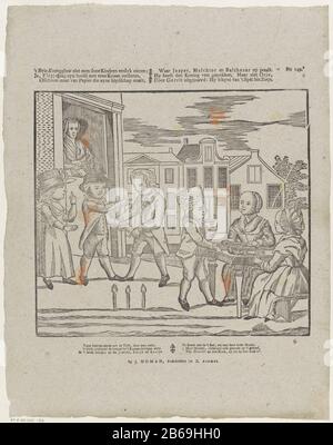 'S Three-party king is seen by children happily celebrating Yes, Pippin saw adorn his head with Eenen crown () (title object) Journal with a large representation of six children who play king-draw play at the Epiphany. Mother watching from a distance. Below the image a six-line fresh in two columns. Numbered upper right: No 149. Manufacturer : publisher: John Noman (indicated on object) print maker: anonymous location manufacture: publisher: Zaltbommel Print Author: The Netherlands Date: 1806 - 1830 Physical characteristics: wood block colored in yellow and orange; text printing material: pape Stock Photo