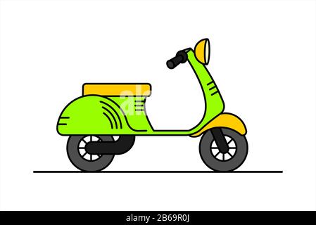 vector retro scooter; vintage stylish moped; scooter for delivery; isolated on a white background Stock Vector
