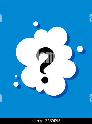 Question mark in cloud speech, bubble talk. What do you want? Make a wish. Stock Vector