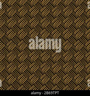 Vector seamless geometric pattern of hand-drawn diagonal gold stripes, lines on a dark background. For decor, textile, fabric, carpet, wallpaper, cera Stock Vector