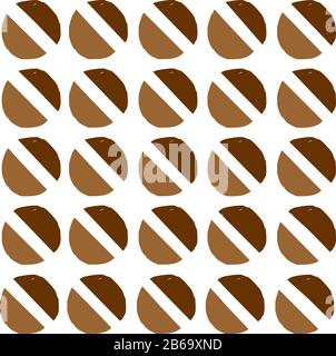 Vector seamless geometric pattern of hand-drawn semicircles. A stylized image of a coffee grain. For decor, textile, fabric, carpet, wallpaper, cerami Stock Vector