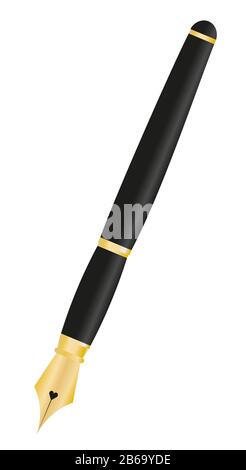 Fountain pen with heart isolated on white background Stock Photo