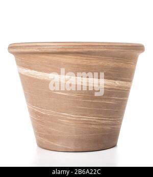Brown flowerpot isolated on white background Stock Photo