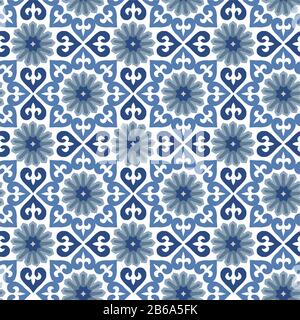Hand drawn stars shaped Moroccan seamless pattern for Ramadan Kareem greeting cards, islamic backgrounds, fabric, web banners. Portuguese azulejos Stock Vector