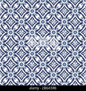 Hand drawn stars shaped Moroccan seamless pattern for Ramadan Kareem greeting cards, islamic backgrounds, fabric, web banners. Portuguese azulejos Stock Vector