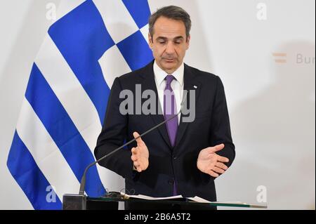 Vienna, Austria. 10th Mar, 2020. Official visit of the Prime Minister of the Hellenic Republic Kyriakos Mitsotakis to Chancellor of Austria. Image shows the Greek Prime Minister Kyriakos Mitsotakis. Credit: Franz Perc/Alamy Live News Stock Photo