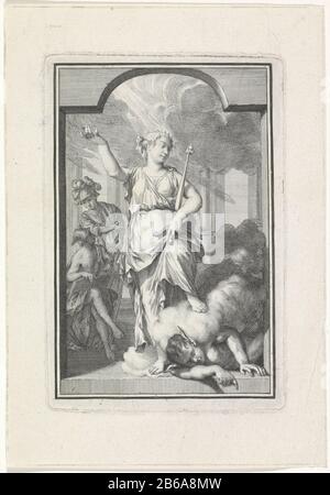 Allegory with victory over Stupidity The Where: of with scepter and book in hand state with one foot on the Stupidity, a man with donkey ears, a sign of its victory over him. Links Mercury and Minerva. Manufacturer : print maker: anonymous location manufacture: The Netherlands Date: 1700 - 1800 Physical characteristics: etching and engra material: paper Technique: etching / engra (printing process) Measurements: plate edge: h × 140 mm b 93 mm Subject: Truth; 'Verità' (RIPA) (+ personification) Stupidity, Poverty of Intellect; 'StupiditÃ overo StoliditÃ '(Ripa) (story of) Minerva (Pallas Athena Stock Photo