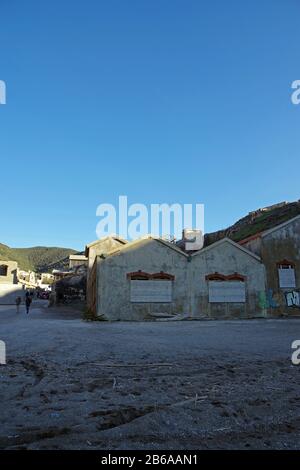 The ancient mining village named Argentiera, in Northern Sardinia. The silver mine, one of the most important in Italy, was active until the 1950s Stock Photo