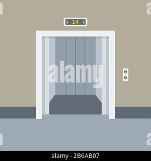 Cartoon elevator or lift with open doors,flat vector illustration Stock Vector