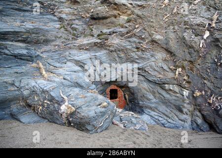 The ancient mining village named Argentiera, in Northern Sardinia. The silver mine, one of the most important in Italy, was active until the 1950s Stock Photo