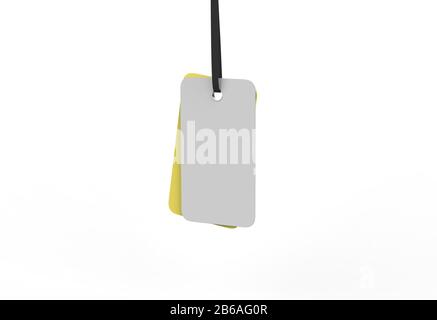 Two Glossy Labels Mock up isolated on a white background. 3d illutration Stock Photo