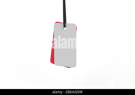 Two Glossy Labels Mock up isolated on a white background. 3d illutration Stock Photo