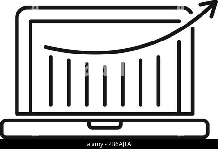 Laptop seo graph icon. Outline laptop seo graph vector icon for web design isolated on white background Stock Vector