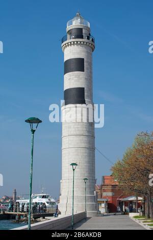 Murano / Venice / Italy - April 17, 2019: View of Murano Lighthouse of the island of Murano.
