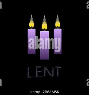 Lenten purple altar candles simple flat icon Stock Vector