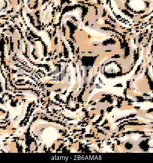 Camouflage vector cat fur texture background. Faux effect animal skin leopard, wild tiger style. Variegated blurred blotched pattern design. Camo Stock Vector