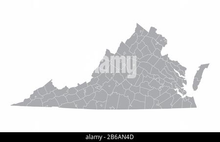 Virginia State counties map Stock Vector