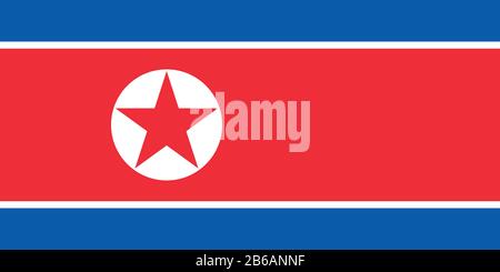 Flag of North Korea - North Korean flag standard ratio - true RGB color mode Stock Photo