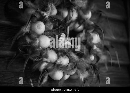 decorative feathers as door hanger Stock Photo