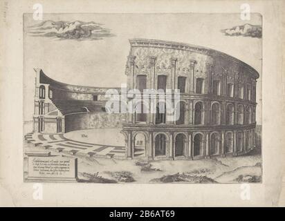 Roman amphitheater Castrense mirror magnificent (serietitel) View of the Amphitheatrum Castrense Rome. In the left foreground a marble block tekst. Manufacturer : printmaker: anonymous publisher: Antonio Lafreri (listed property) Place manufacture: printmaker: Italy Publisher: Rome Date: 1560 Physical features: car material: paper Technique: engra (printing process) Dimensions: plate edge: H 330 mm × W 463 mmToelichtingDeze print belongs to the print body known as the 'Speculum Romanae Magnificentiae '(' Mirror of Roman splendor). This corpus, consisting of prints with images of artworks and b Stock Photo