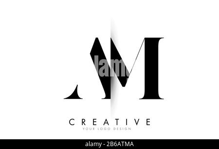 AM A M Letter Logo with Creative Vertical Shadow Cut Vector Illustration Design. Stock Vector