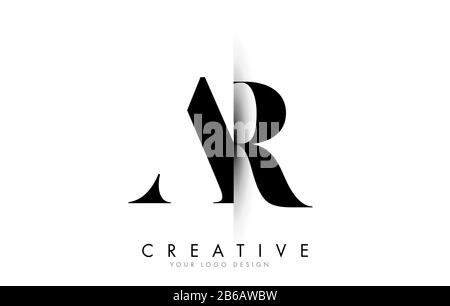 AR A R Letter Logo with Creative Vertical Shadow Cut Vector Illustration Design. Stock Vector