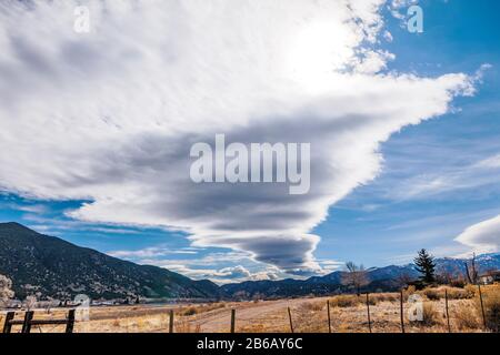 Lenticular clouds; unusual cloud formations; central Colorado; USA Stock Photo