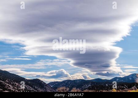 Lenticular clouds; unusual cloud formations; central Colorado; USA Stock Photo
