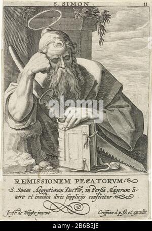 Gravure Ancienne Portrait De Joos Van Winghe Par Simon Frisius - Œuvre Originale Renaissance